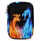 Abstrakte blaue und rote feurige Drachen w?chentliche Pillenbox Organizer Etui 7 Tage Reise Pillenetui Tragbarer Pillenorganizer Rei?verschluss Tasche