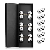 6 Stück Keramik panda Essstäbchen Ablagen mit Geschenkbox ,stäbchen Ablagen ,chopsticks holder schwarz Stäbchenhalter,Essstäbchen Halter für stäbchen,Chopsticks Shelves Stäbchenauflage