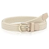 WHIPPY Stoffgürtel Stretchgürtel Elastik Flechtgürtel Geflochtener Elastischer Dehnbarer Gürtel für Damen Herren mit Goldschnalle Breite 2.5cm,khaki,120cm