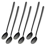 Schramm® 6 oder 12 Stück Latte Macchiatolöffel wählbar in schwarz, silber oder gold Eier Löffel Teelöffel Servierlöffel Kaffeelöffel Dessertlöffel Mokkalöffel Dip, Farbe:schwarz, Anzahl:6 Stück