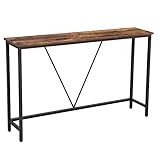 VASAGLE Konsolentisch, Flurtisch, Beistelltisch, Eingangsbereich, Wohnzimmer, stabiles Stahlgestell, Industrie-Design, vintagebraun-schwarz LNT020B01, Normale, 120×23×74 cm