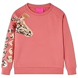Kinder Sweatshirt mit Giraffe aus Pailletten Langarmshirt Pullover Altrosa 140