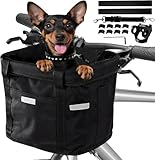 Fahrradkorb vorne, faltbar, wasserdicht, Fahrradlenkerkorb, abnehmbarer Fahrradkorb für Haustiere mit Aluminiumrahmen, für kleine Hunde, Einkaufen, Reisen (reflektierend)