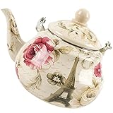 Cabilock 2L Emaille Teekanne Emaillierter Wasserkocher Wasserkocher Vintage Kaffeekanne Induktion Teekocher Wasserkessel Teekessel Kanne Wasserkanne Kessel für Gas E Herd Gasherd