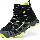 VITIKE Kinder Mid Trekking-& Wanderstiefel Jungen Wanderschuhe rutschfest Trekkingschuhe,Schwarz Grün,28 EU
