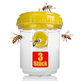BigDean 3 Stück Wespenfalle für draußen in Gelb – Lebend Falle zum Aufhängen und Aufstellen perfekt für Bienen, Wespen & Hornissen geeignet