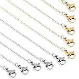 20 Stück Edelstahl Kette Damen Edelstahlkette 45cm Schmuck Halskette Gliederkette Silber Gold Halsketten DIY Kette Bordsteinketten mit Karabinerverschluss Bulk Schlangenkette für Schmuckherstellung