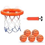 Vicloon Mini Basketballkorb,Kinder Mini Basketballkorb Set mit 5 Hüpfbälle,2 Saugnapf und Luftpumpe,Wasserspielzeug Kinder Spielzeug für Wohnzimmer,Bad,Schlafzimmer,Outdoor