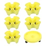 Lurrose Stapelturm Pflanztopf Satz 73X33X33cm Wetterfester Kunststoff Gelber Vertikaler Erdbeer und Kräuterturm mit Rollen für Balkon und Garten