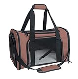 NextFri Transportbox für kleine, mittelgroße Katzen, Hunde, TSA-Fluggesellschaften zugelassen, zusammenklappbar, Größe M, Braun