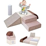 BanaSuper Schaumstoff Bausteine für Kinder, XXL Kletterblöcke Set Falten zu Spielmatte, Weiche Softbausteine zum Klettern & Krabbeln, Motorikspielzeug Zuhause & Kindergarten, EN71-zertifiziert, Blau