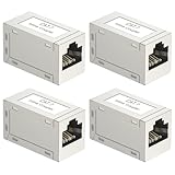 VCELINK RJ45 Kupplung Cat7, Vergoldet Lan Verbinder, Lan Kabel Verlängerung, Lan Adapter 10 Gigabit für Ethernet Kabel, Netzwerkkabel, Patchkabel Cat7 Cat6A Cat6 Cat5e Cat5 Geschirmt 4 Stück