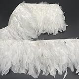 Shekyeon Truthahnfedern Fransenbesatz Trim für Partykleidung DIY Nähen Handwerk Dekoration 2 Yards (weiß)