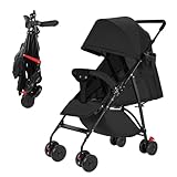 Plasaig Baby Buggy Kinderwagen Zusammenklappen Faltbar Reise Kinderbuggy mit Liegefunktion, Fußstützen, Atmungsaktive Netze und Vorzelte