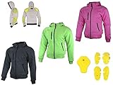 HEYBERRY Damen Hoody Motorradjacke Roller Hoodie mit Aramid Pink Gr. S