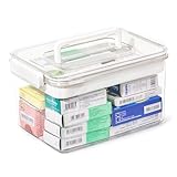 Theo&Cleo Medikamenten Aufbewahrung, Groß Medikamentenbox, Medizinbox, Hausapotheke box, Aufbewahrungsbox for medicine (Transparent-L)