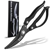 Geflügelschere Edelstahl Robustes Hähnchenschere Schwarz: Profi Küchenschere Scharfe Fleischschere für Huhn Knochen Geflügel Schere Küche