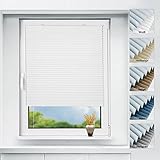 bobodeco Plissee ohne Bohren verdunkelung Klemmfix, Thermo Plisseerollo Schneeweiß 70x210cm (BxH), Verdunklungsplissee mit Klemmträger, Sonnenschutz, 100% Blickdicht Rollos für Fenster & Tür