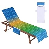 Handtuch Bezug für Liegestuhl - Strandkorbhülle aus Mikrofaser | Bequemer Strandstuhl Bezug gestreift mit 2 Taschen | Mehrzweck-Poolstuhlhussen