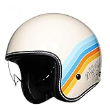 Offener Motorradhelm Sturzhelm Mit Visier Cruiser-Scooter-Moped-Fahrradhelm 3/4-Helm Für Den Stadtverkehr Unisex E,XL(61-62CM)
