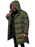 OZONEE Herren Winterjacke Jacke Parka Farbvarianten Warm Winterparka Funktionsparka Wintermantel Lange Kunstfell Gefüttert Outdoor Puffer Jacket Gepolstert 777/7441K GRÜN L