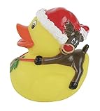 MIK funshopping Badeente Quietscheente Badewannenspielzeug (Ente Weihnachtsmütze mit Rentier)