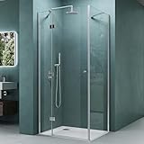 Mai & Mai Duschkabine 90x100 Eckeinstieg Eckdusche Duschabtrennung 6mm ESG Sicherheitsglas inkl. NANO-Beschichtung Klarglas R05K