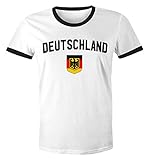 Klassisches Herren WM-Shirt Deutschland Flagge Retro Trikot-Look Fan-Shirt weiß-schwarz M