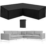 Wasserdichte Gartenabdeckung Outdoor für V-förmige Garteneckbank 420D Oxford Stoff Terrassenmöbelschutz schwarz 286 x 286 x 82 cm