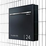 Metzler Briefkasten für Zaunmontage | Zaunbriefkasten | personalisiert mit Gravur | Anthrazit RAL 7016 | Emma