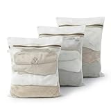 IBOPUXIU 3 Stück Wäschesack, 50x60 cm Wäschenetz für Waschmaschine, Wäschebeutel für Mäntel, Bettwäsche, Reise & Babykleidung (Reißfest, Versteckter Reißverschluss)