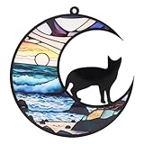 Myhoomowe Katzen-Sonnenfänger, Acryl-Katzen-Gedenk-Sonnenfänger, Buntglasfenster-Hängeornament, Sonnenfänger, Geschenkdekoration