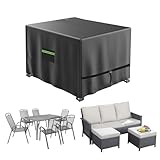 Neuradical wasserdichte Abdeckungen für Gartenmöbel, Tisch- und Stuhlset für draußen, Rattanmöbelset, 420D Oxford-Gewebe, sonnenlicht- und lichtbeständig, leicht zu reinigen,125x125x75cm