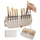 Eiflayn Pinseltasche,20 Fächern Make Up Tasche,Vertikale Pinselmappe,Pinsel Tasche, Abdichtung,Tragbare Reise Pinsel Etui,für Schminkpinsel, Malpinsel,Pinseltasche Schule (Weiß)