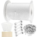 Kerzendochte für Kerzen 70M Kerzen Dochten Baumwolle Kerzendochthalter Dochte für Kerzen für DIY Kerzenherstellung(mit Dochthalter, Aufkleber)