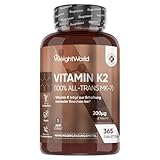 Vitamin K2 MK7-365 vegane Tabletten - 200µg je Dosis - 100% All-Trans Menachinon - 1 Jahr Vorrat - Vitamin K Präparate von WeightWorld