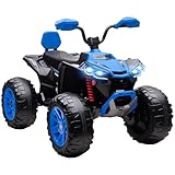 AIYAPLAY 24V Elektro Quad für Kinder, Kinderquad mit Vorwärts-, Rückwärtsfunktion, 4 gefederten Rädern, Scheinwerfer, USB- & MP3-Anschluss, 2 Sitzer Kinderfahrzeug 4-6,5 km/h, für 3-8 Jahre, Blau
