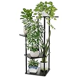Bamworld Pflanzenständer Blumenständer Metall Schwarz Pflanzenregal Indoor Outdoor mit 4 Etagen Eck Blumenständer für Terrasse, Garten, Balkon, Wohnzimmer, Schlafzimmer (schwarz)