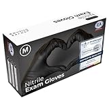 IEA Medical Nitrilhandschuhe M Schwarz 100 Stück, Einweghandschuhe M, Reißfest, Untersuchungshandschuhe, Latexfreie Handschuhe, Einmalhandschuhe M