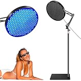 Ibtyzo Solarium Für Zuhause, 50w Bräunungslicht Solarium 250 Leds Blaues Licht Gesichtsbräunungslampe, Sonnenlampe Für Gesicht Und Körper mit Verstellbarem Ständer & Sonnenbrille - Blau