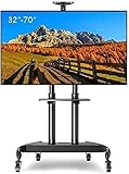 dsmsdre Universeller Tisch-Tv-Ständer Oder Tv-Wagen Mit Monitorablage, Großer, Robuster, Schwarzer Tv-Rollständer, Passend Für 32- Bis 70-Zoll-Fernseher, Trägt 80 Kg,