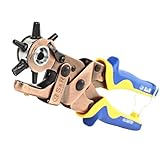 S&R ALLIGATOR Revolverlochzange-Set, je 3 x Lochpfeifen OVAL und RUND 3,5/4/4,5 mm, Stanz-Lochzange für Gürtel Textil Schuhe Uhren-Armbänder Leder-Bänder Sattel Karton, Loch Zange, Ersatz-Amboss