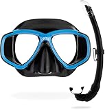 CRESSI Perla+Mexico Combo Black/Blue - Combi Set Maske+Schnorchel zum Tauchen und Schnorcheln, Schwarz/Blau, Einheitsgröße, Erwachsene