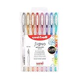 Uni-Ball Mitsubishi Pencil – 8 Gelschreiber Signo – Metallic-Farben – Spitze 0,8 mm – mittlere Schrift – Kreative Inliner für Karten und kreative Hobbys