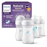 Philips AVENT Natural Response Geschenkset für Babys: 4 Natural Response Babyfläschchen (260 ml) mit T3 Saugern (ab 1 Monat), SCY903/61
