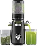 ACOQOOS Entsafter, Entsafter für Ganze Gemüse und Obst, 135 mm Breite und Größere Fütterungsröhre, 1,8 L Füllvolumen, Leicht zu Reinigender Slow Juicer mit 2 Gläsern, Elektrische Saftpresse Schwarz