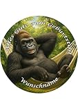 Tortenaufleger Wunschname, Affe, Lustig, Tortendeko, Cake Decoration Fondant, Ø 20cm, 0185A Top Qualität