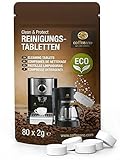 Coffeeano 80 Reinigungstabletten Eco für Kaffeevollautomaten und Kaffeemaschinen Clean&Protect. Für alle Marken und Geräte. Umweltfreundliche Verpackung aus Kraftpapier