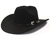 INOGIH Western Cowboyhut mit Gürtel für Frauen - Panamahut aus Wollfilz