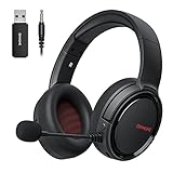 BINNUNE Gaming Headset Wireless mit Mikrofon für PC PS4 PS5 Playstation, Bluetooth Gaming Kopfhörer Kabellos, 48 Stunden Akkulaufzeit, 2.4GHz, 3,5mm Eingang - Schwarz